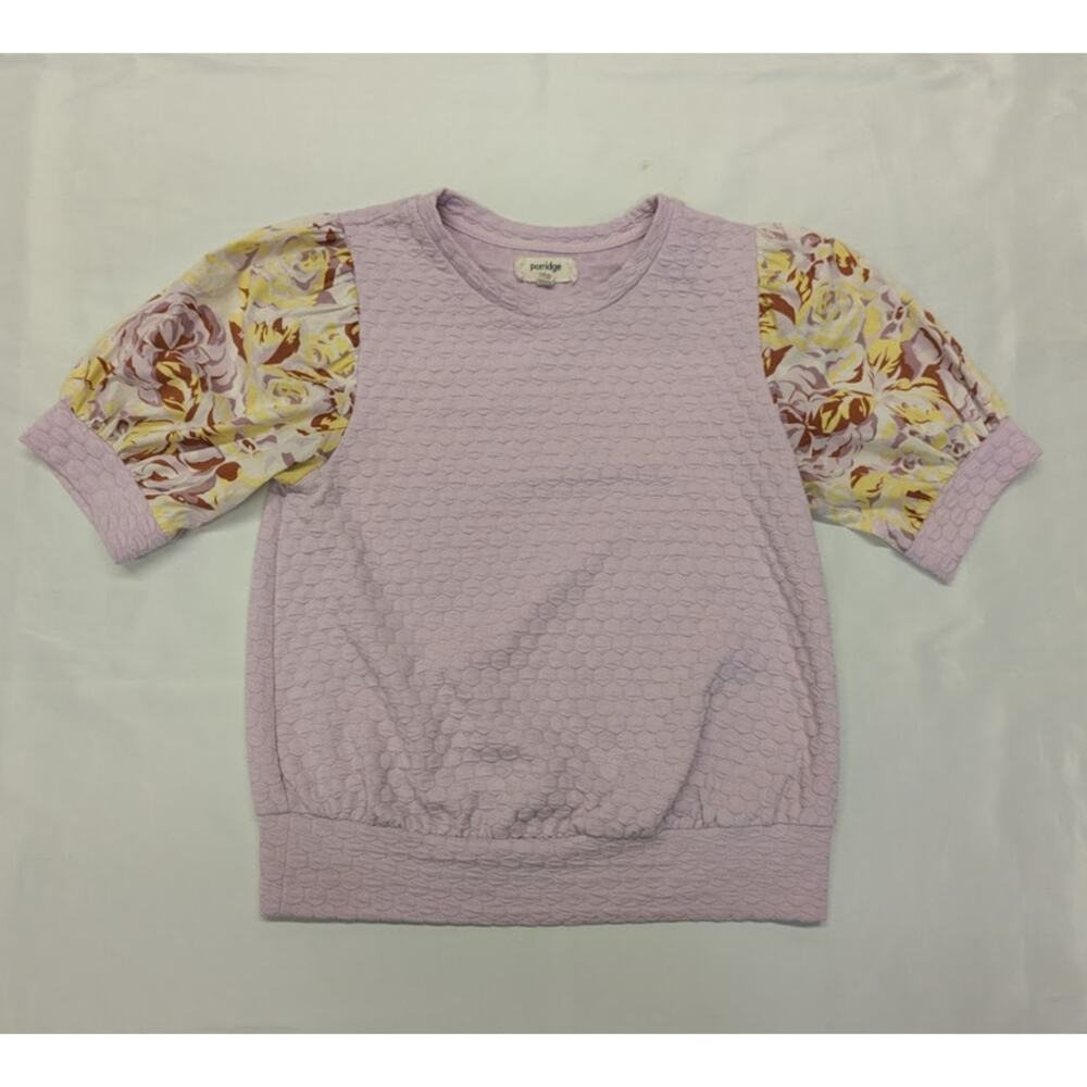 Anthropologie Porridge Women’s XS Purple Yellow Puff Sleeve Textured Top